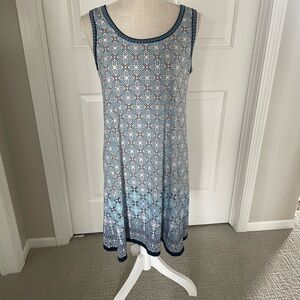 Blue and White Sleeveless Dress